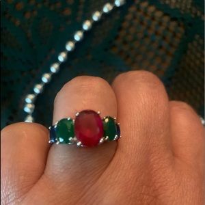 Size 9 genuine stones, sterling silver. Gorgeous!